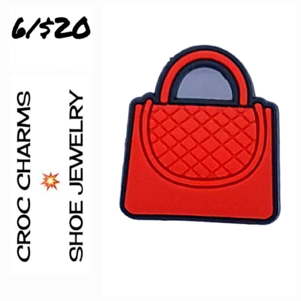6/$20 Red Purse Handbag Bogg Bag Charm 👜 Croc Shoe Jewelry Jibbitz Clutch Women